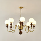 Lustra Chandelier Wood & Brass Timeless Globe