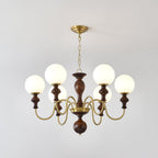Lustra Chandelier Wood & Brass Timeless Globe
