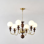 Lustra Chandelier Wood & Brass Timeless Globe