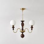 Lustra Chandelier Wood & Brass Timeless Globe