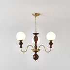 Lustra Chandelier Wood & Brass Timeless Globe