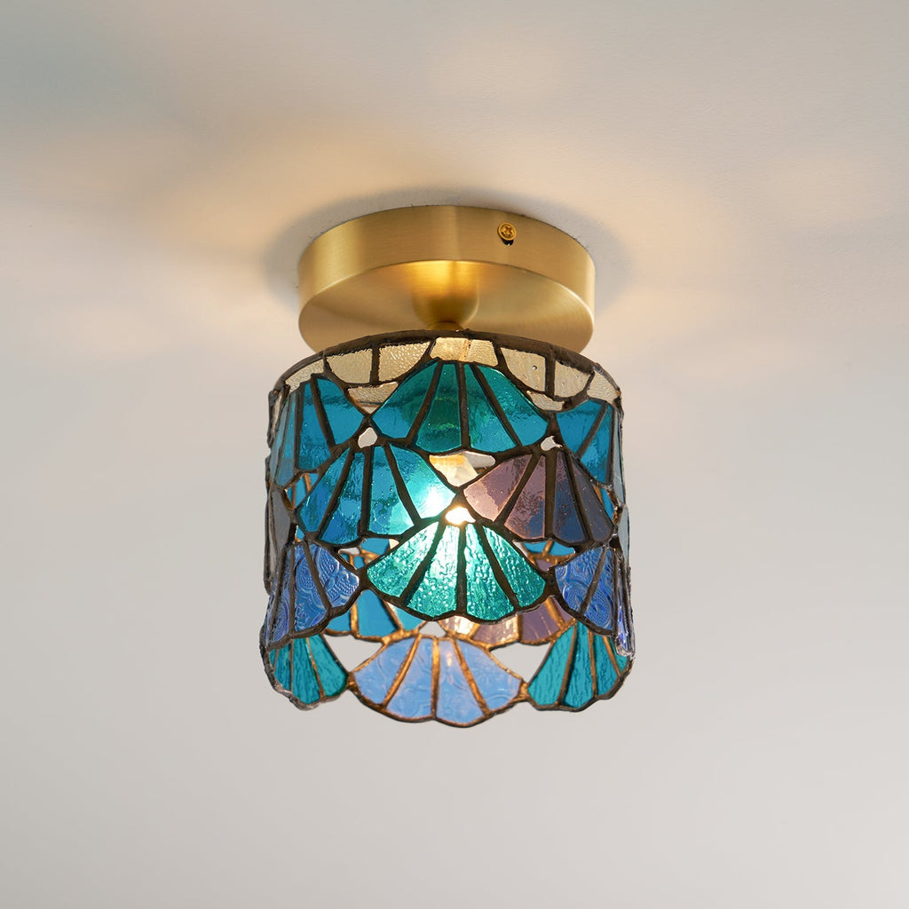 Rosavine Tiffany Stained Glass Semi Flush Mount Light