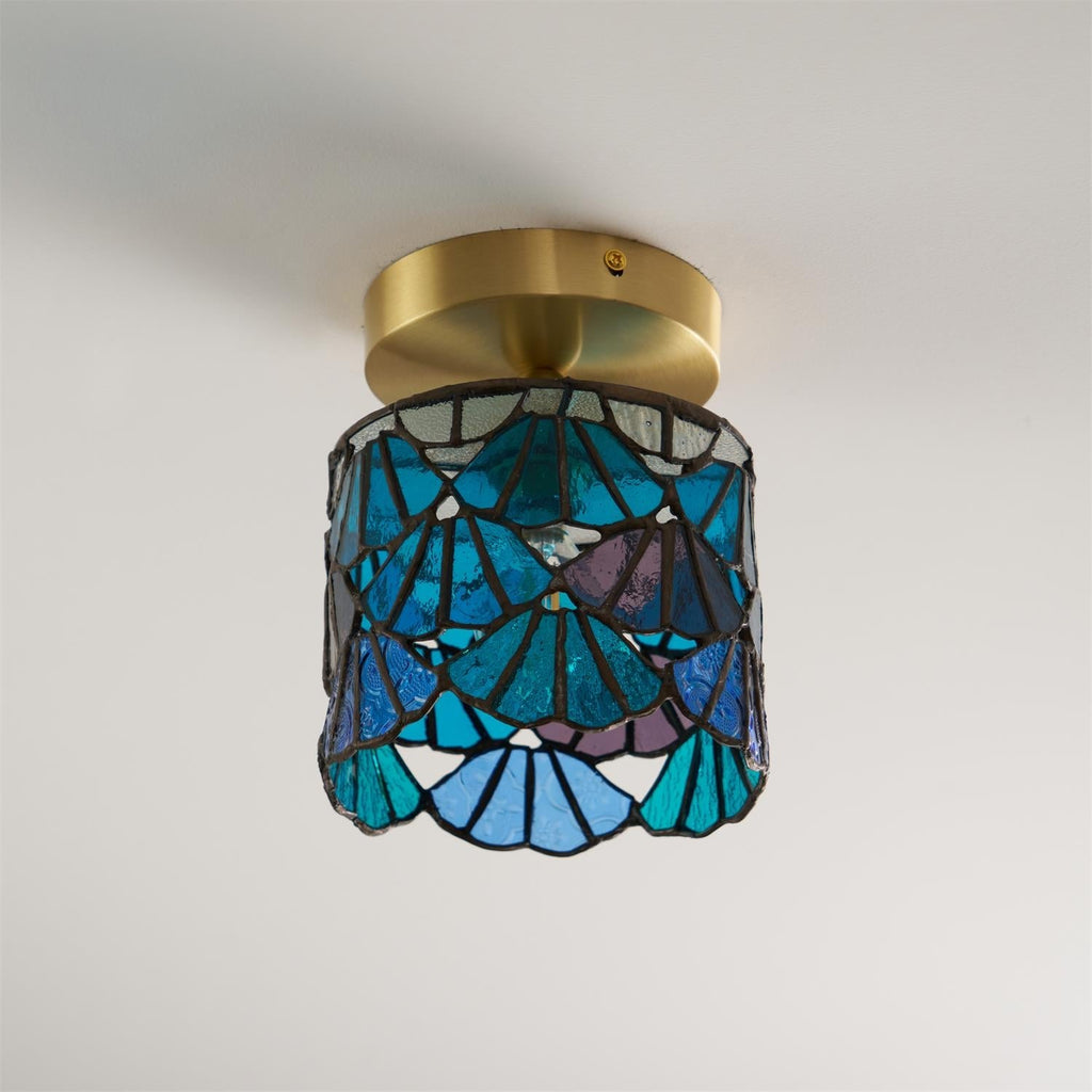 Rosavine Tiffany Stained Glass Semi Flush Mount Light