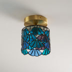 Rosavine Tiffany Stained Glass Semi Flush Mount Light