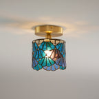 Rosavine Tiffany Stained Glass Semi Flush Mount Light