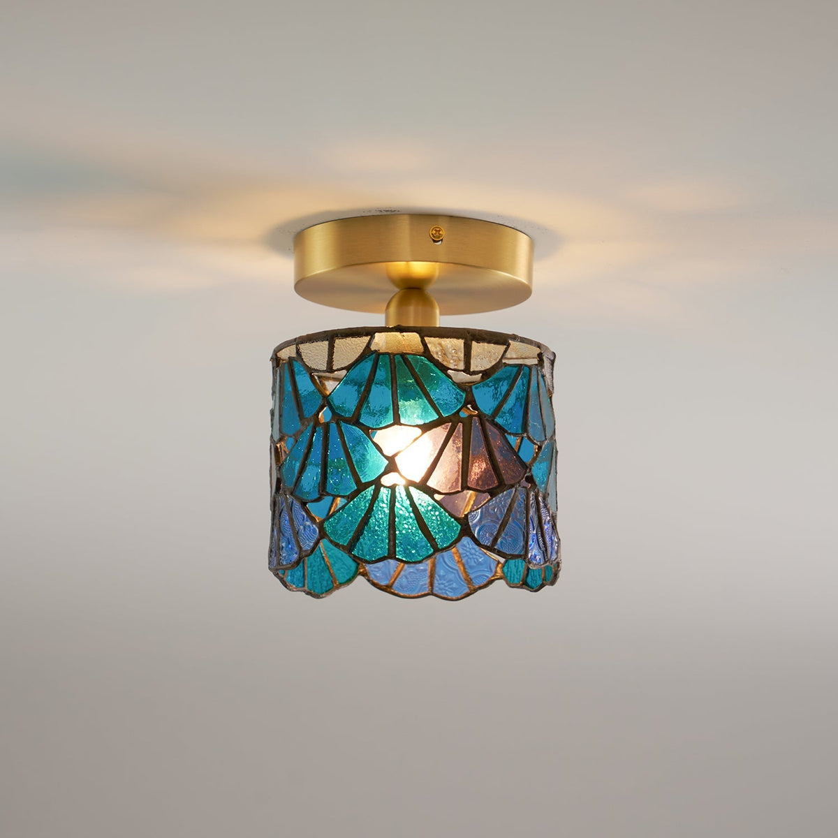 Rosavine Tiffany Stained Glass Semi Flush Mount Light