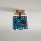 Rosavine Tiffany Stained Glass Semi Flush Mount Light
