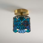 Rosavine Tiffany Stained Glass Semi Flush Mount Light