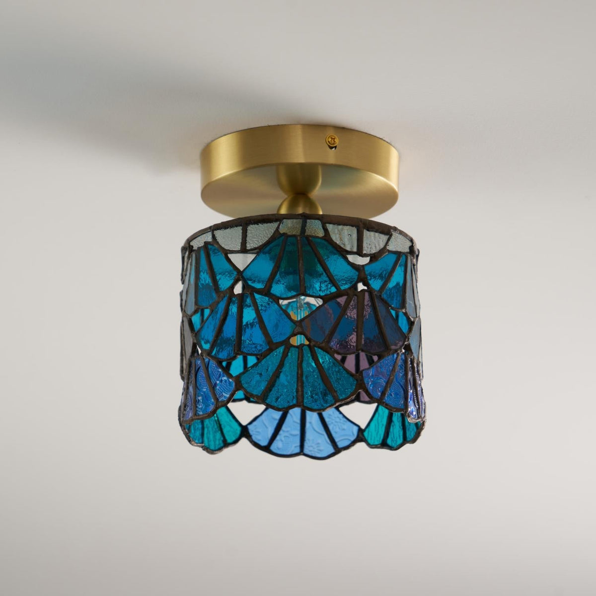 Rosavine Tiffany Stained Glass Semi Flush Mount Light