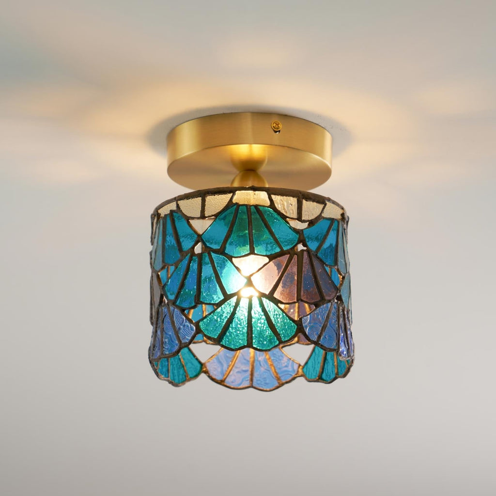 Rosavine Tiffany Stained Glass Semi Flush Mount Light