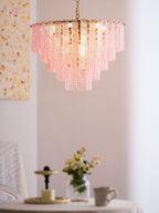 Aurora Chandelier Pink Murano Glass Layered Vintage Luxury