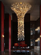 Abeleisa Tree Branch Staircase Brass Crystal Chandelier