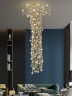 Abeleisa Tree Branch Staircase Brass Crystal Chandelier