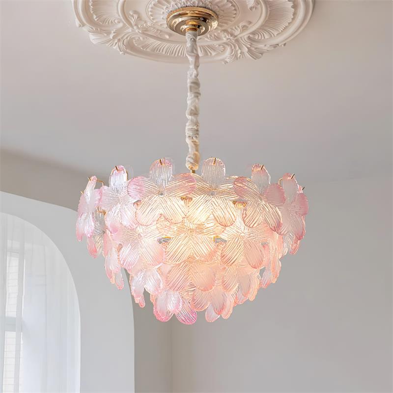 Cavine Pink Glass Flower Chandelier