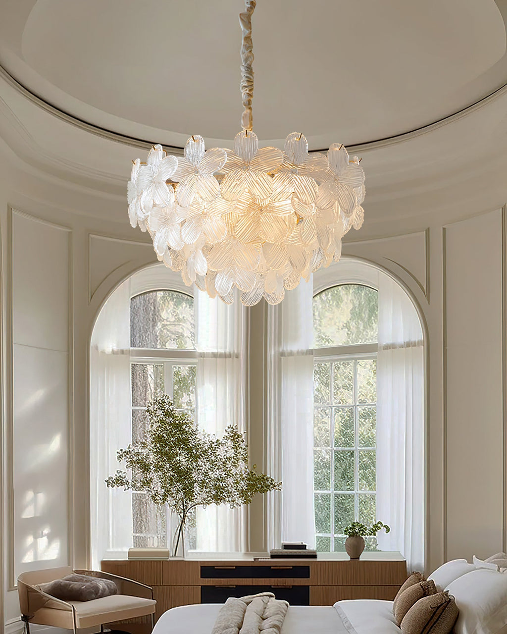 Cavine Pink Glass Flower Chandelier