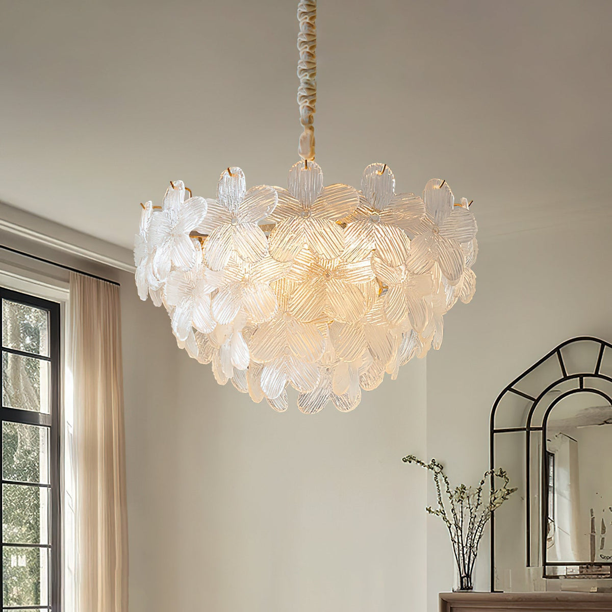 Cavine Pink Glass Flower Chandelier