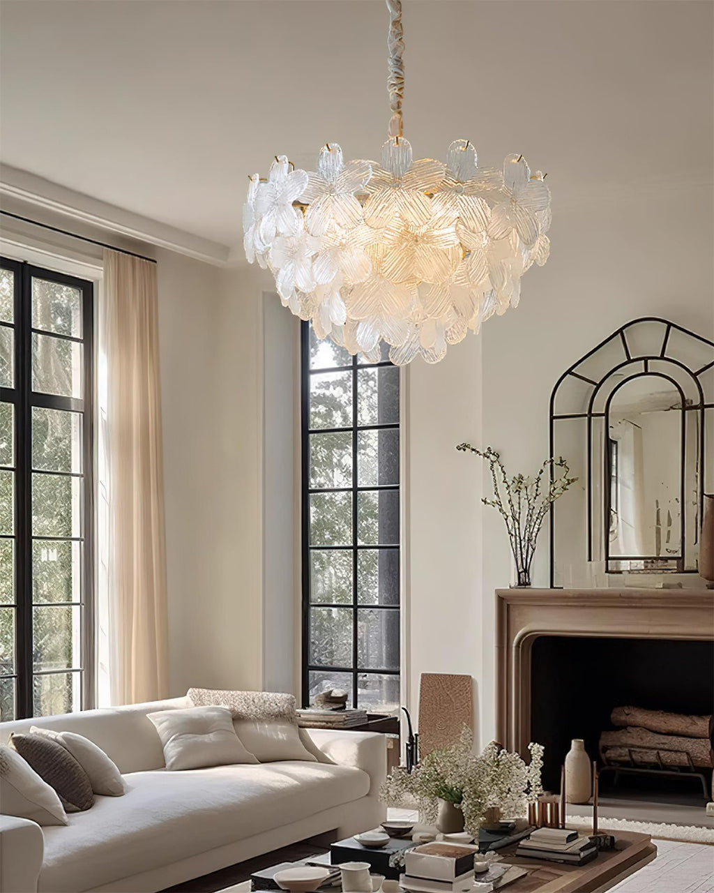 Cavine Pink Glass Flower Chandelier