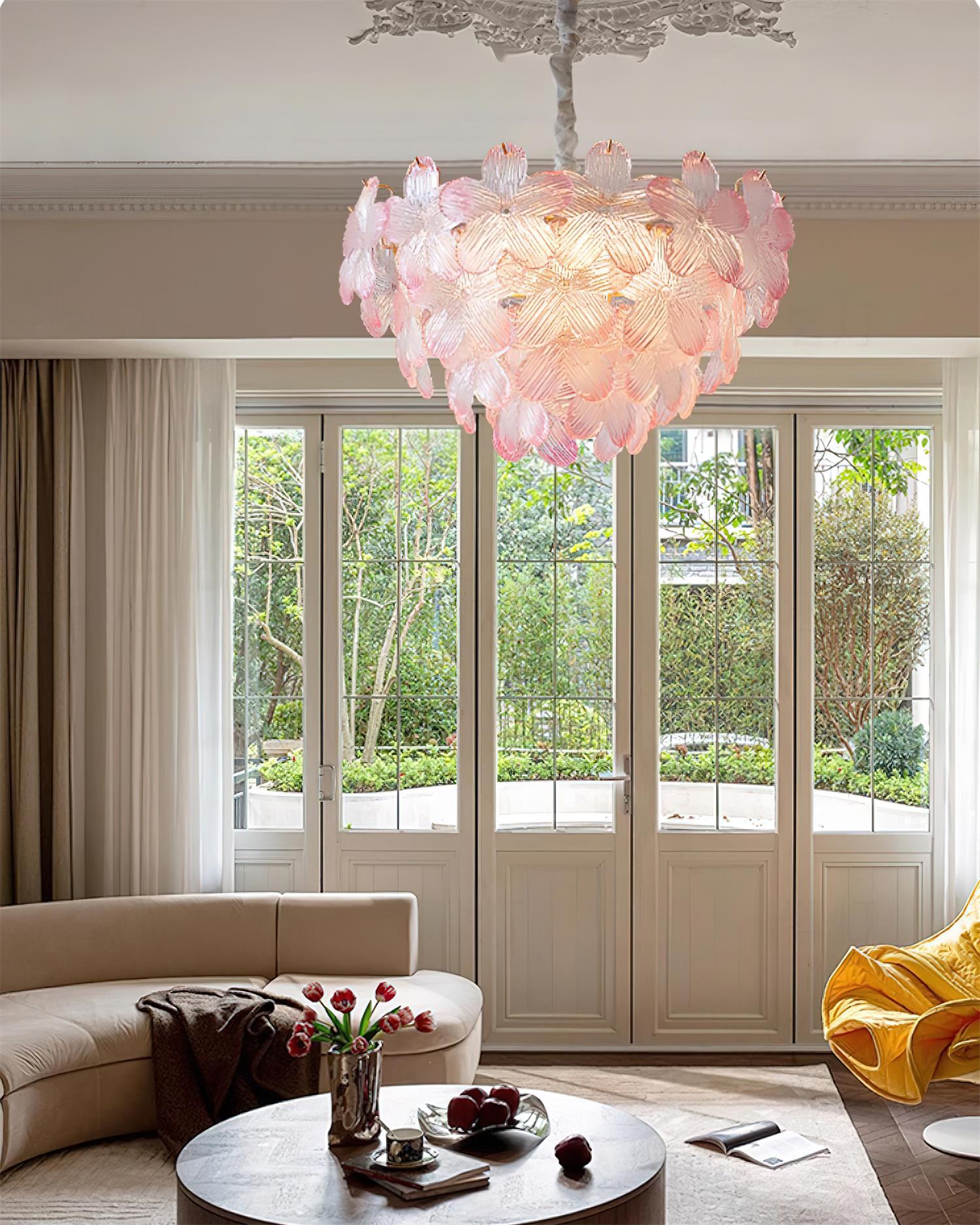 Cavine Pink Glass Flower Chandelier