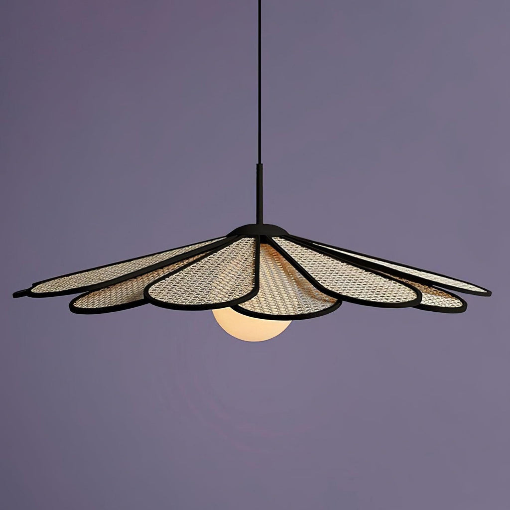 Pendant Lamp Rattan Petal Shade Frame Tropical