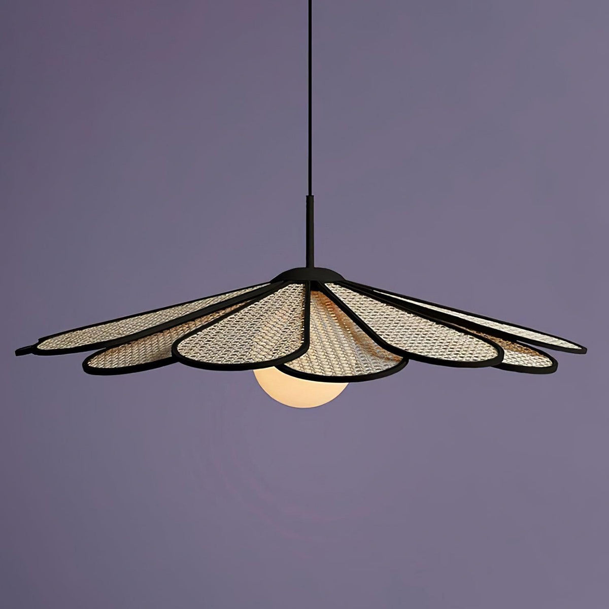 Pendant Lamp Rattan Petal Shade Frame Tropical