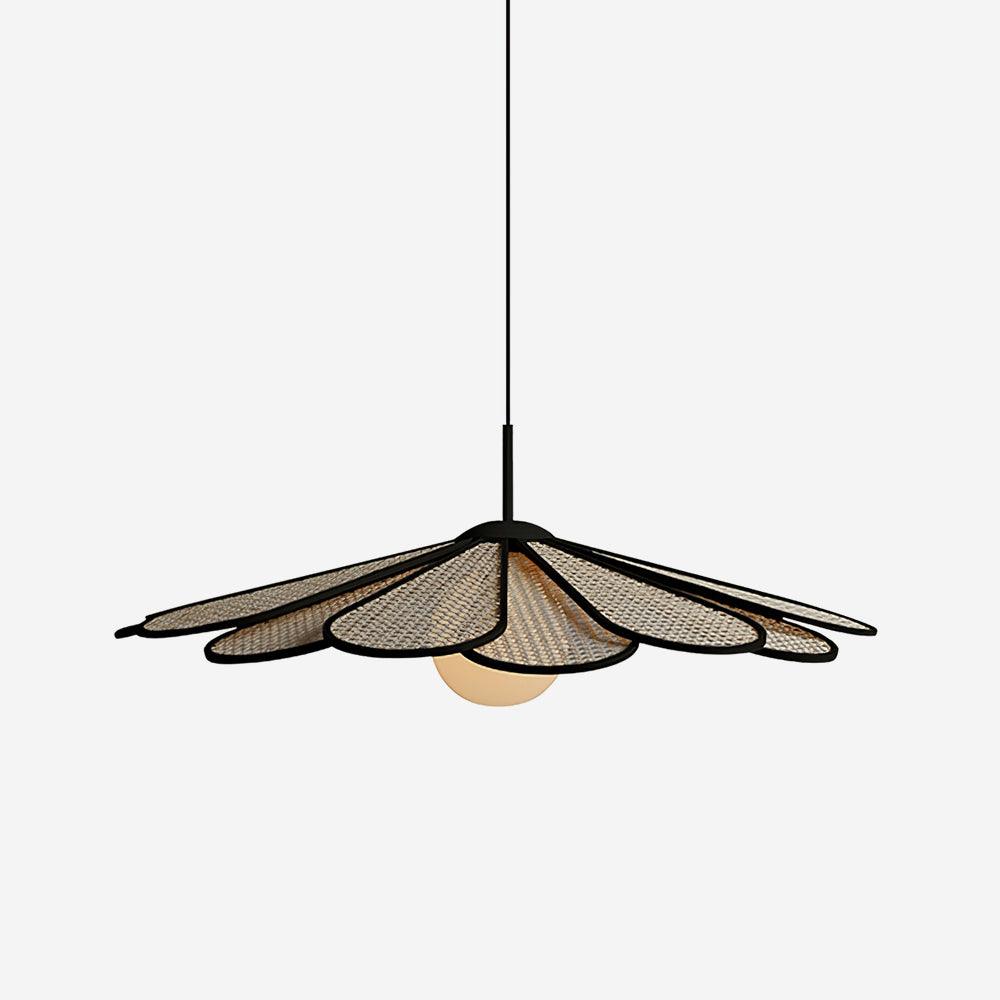 Pendant Lamp Rattan Petal Shade Frame Tropical