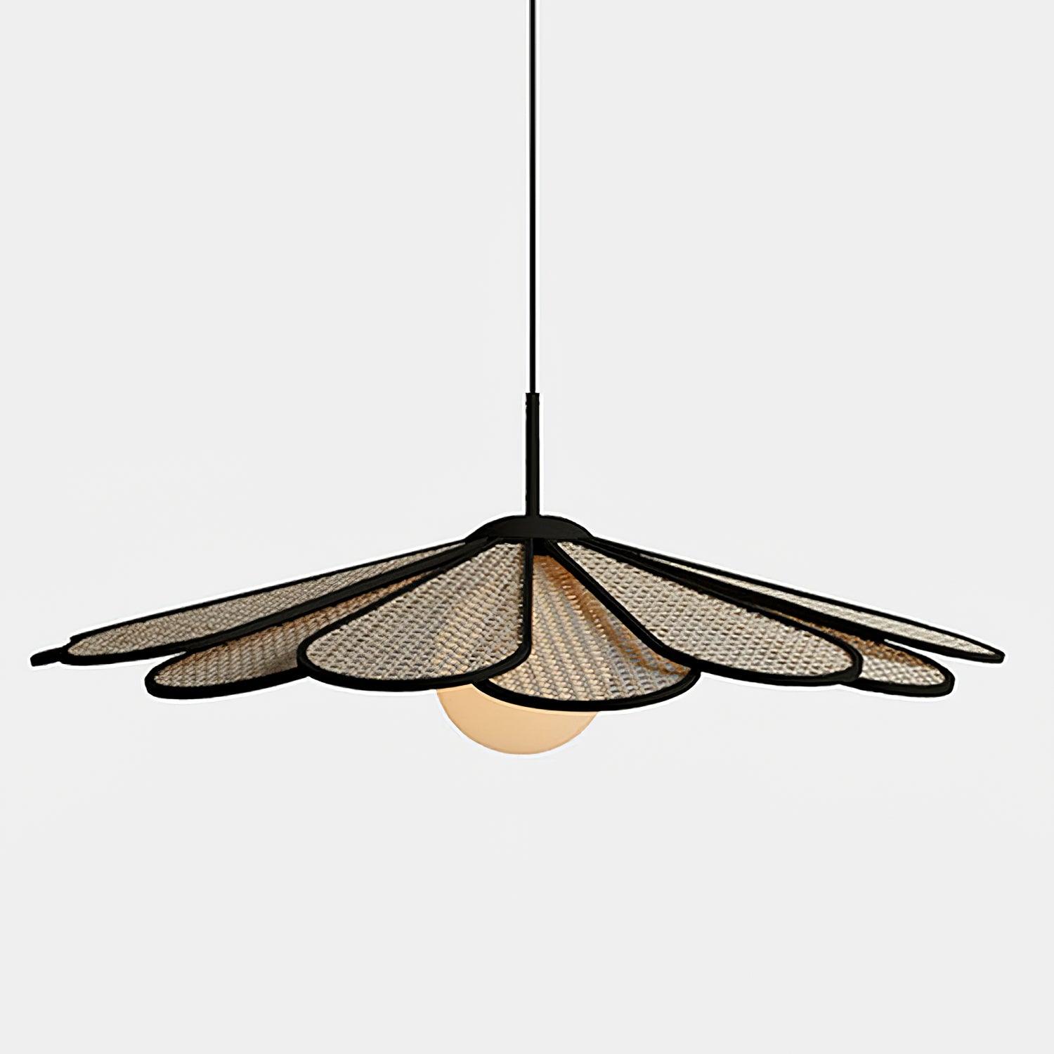 Pendant Lamp Rattan Petal Shade Frame Tropical