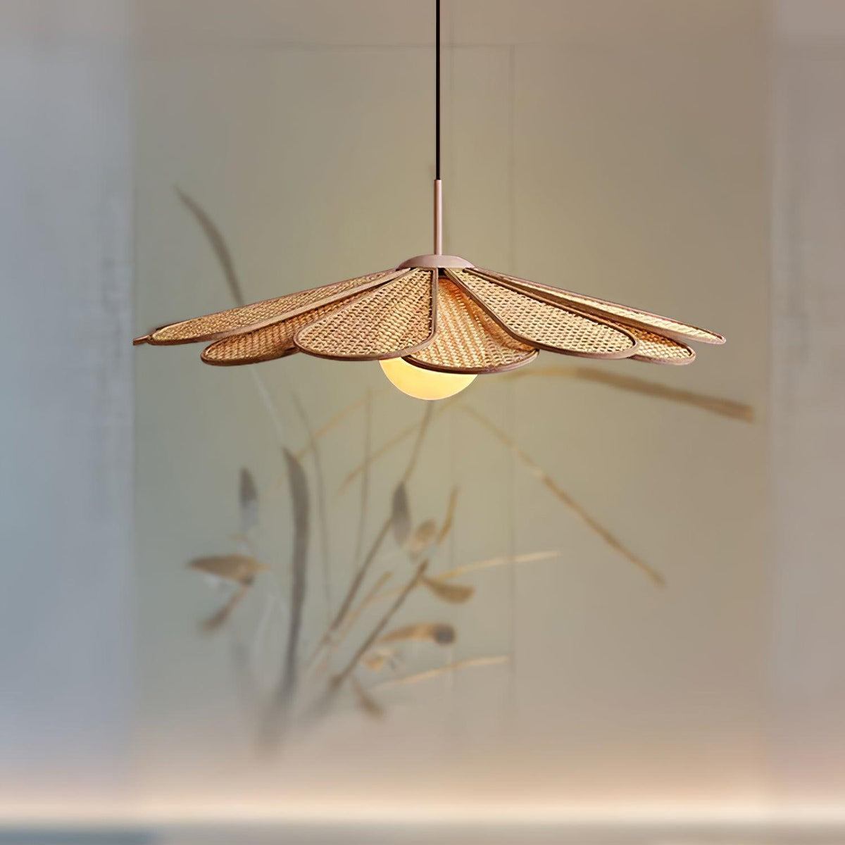 Pendant Lamp Rattan Petal Shade Frame Tropical