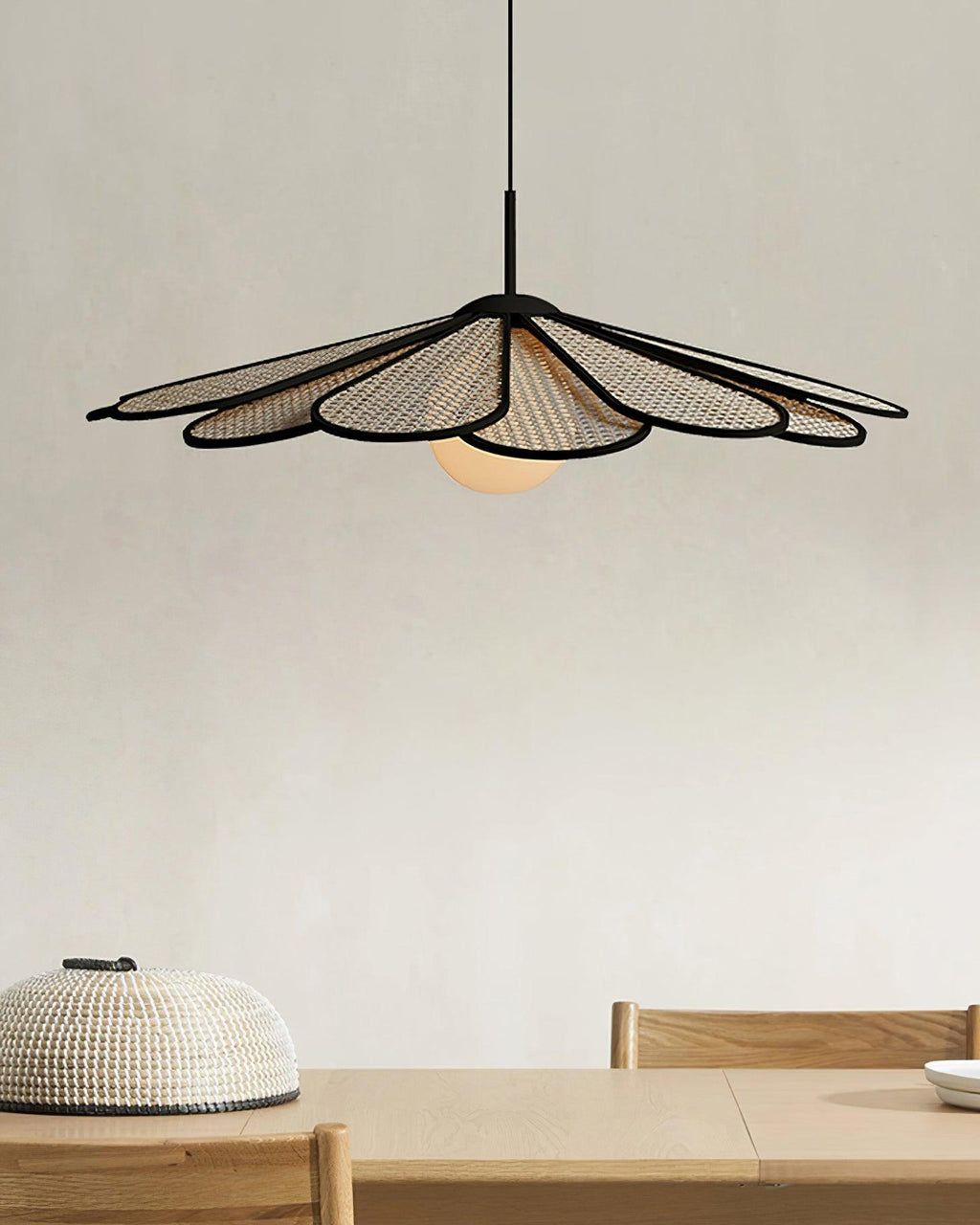 Pendant Lamp Rattan Petal Shade Frame Tropical
