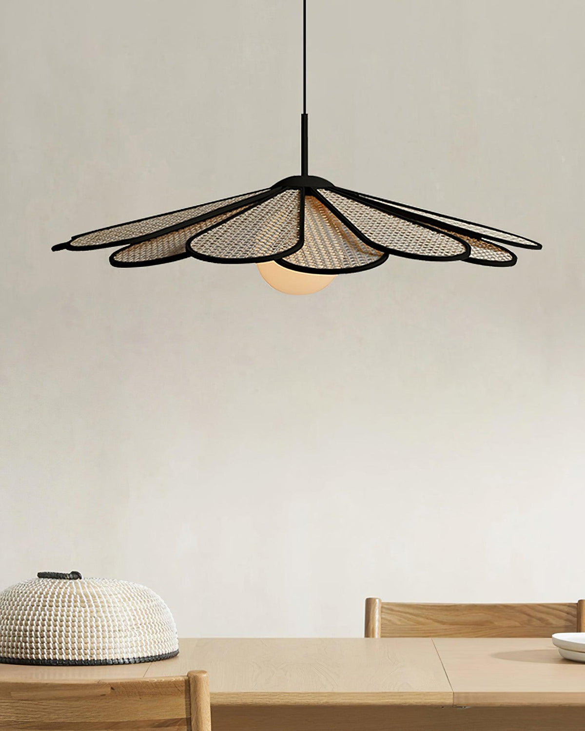 Pendant Lamp Rattan Petal Shade Frame Tropical