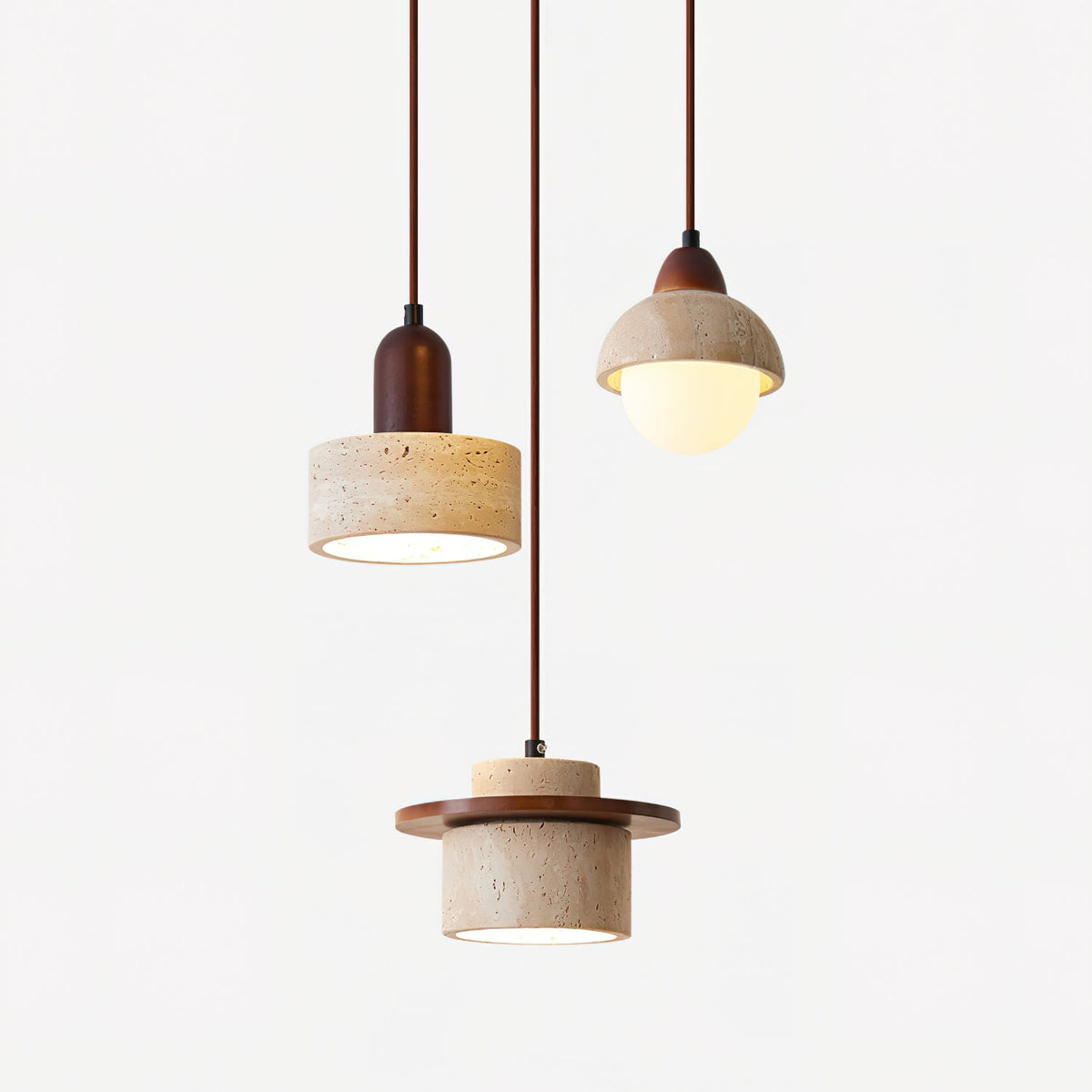 Lunara Multi-Light Pendant  Lamp Set Travertine
