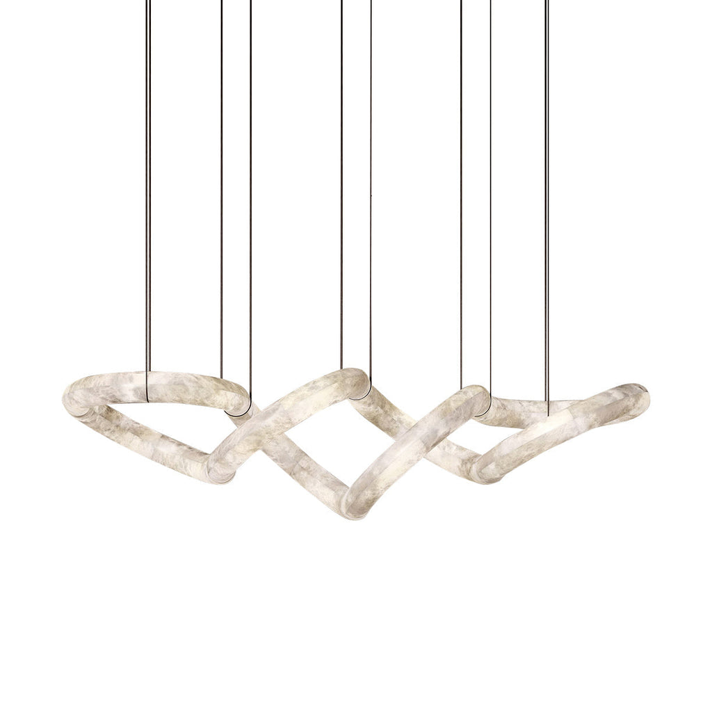 Syrinan Modern Minimalist Luxe Ring  Leather Alabaster Chandelier