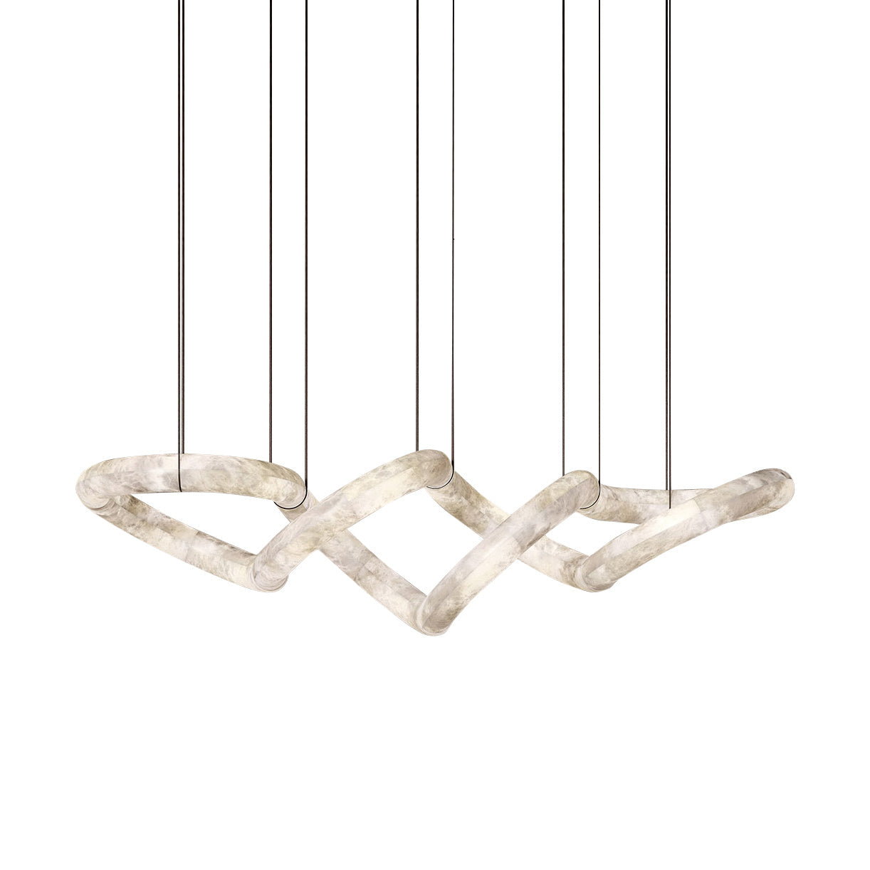 Syrinan Modern Minimalist Luxe Ring  Leather Alabaster Chandelier