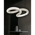 Syrinan Modern Minimalist Luxe Ring  Leather Alabaster Chandelier