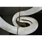 Syrinan Modern Minimalist Luxe Ring  Leather Alabaster Chandelier