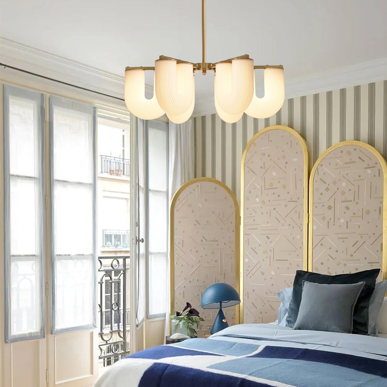 Agatha Chandelier U Shaped Glass Brass Modern