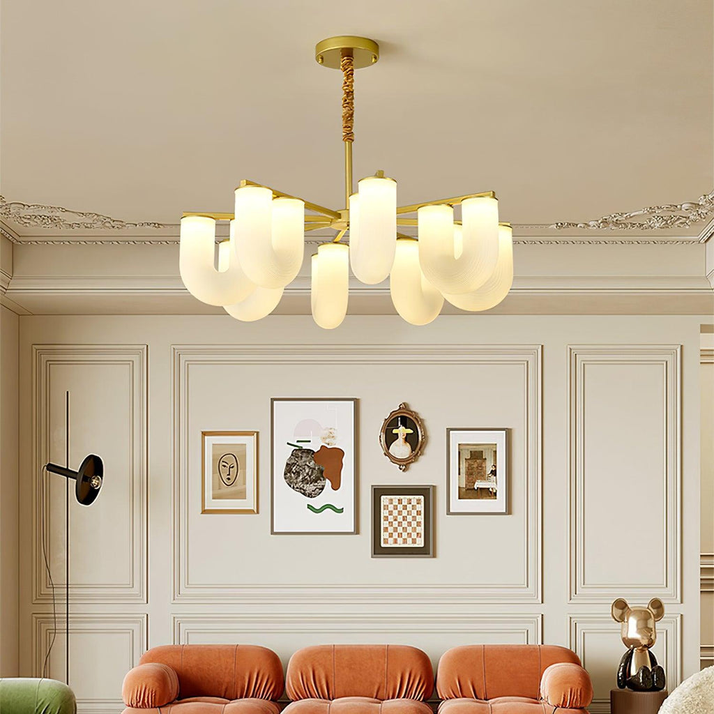 Agatha Chandelier U Shaped Glass Brass Modern