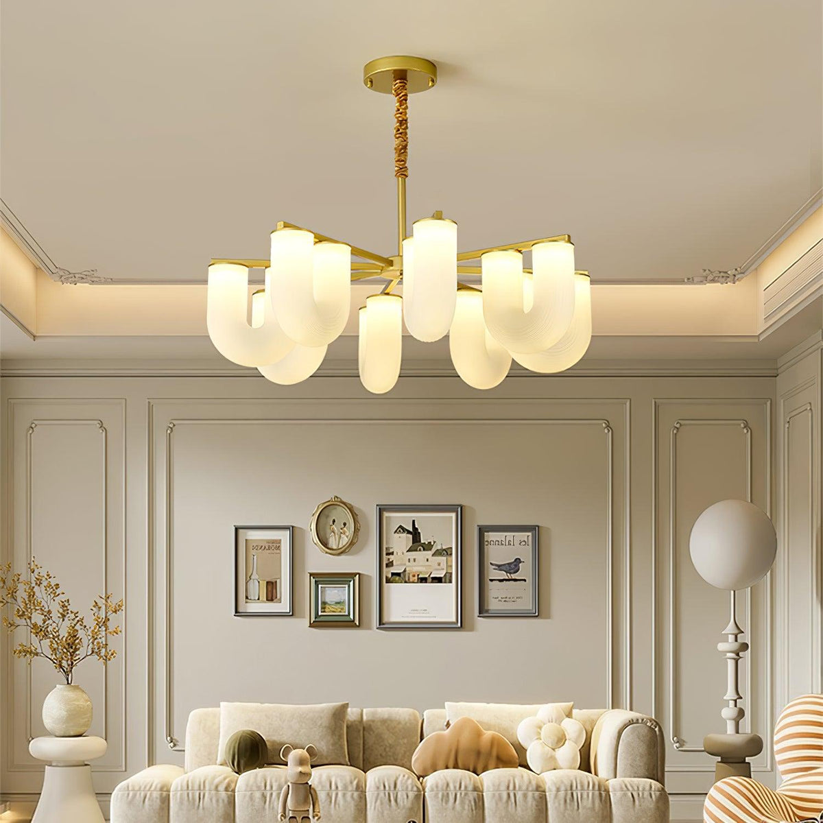 Agatha Chandelier U Shaped Glass Brass Modern