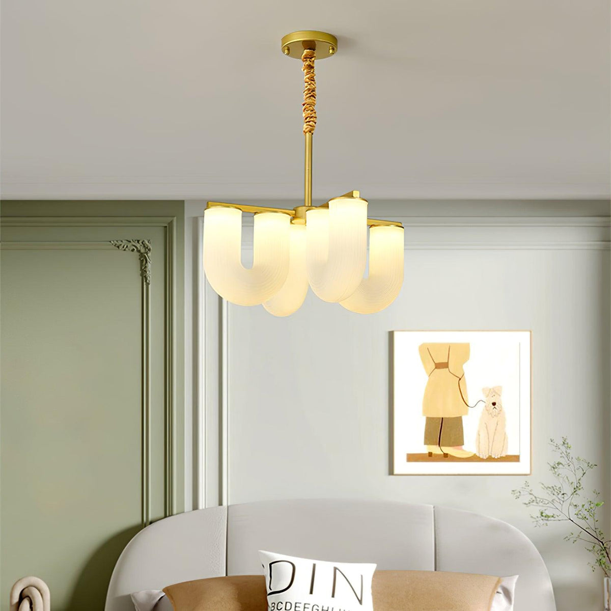 Agatha Chandelier U Shaped Glass Brass Modern
