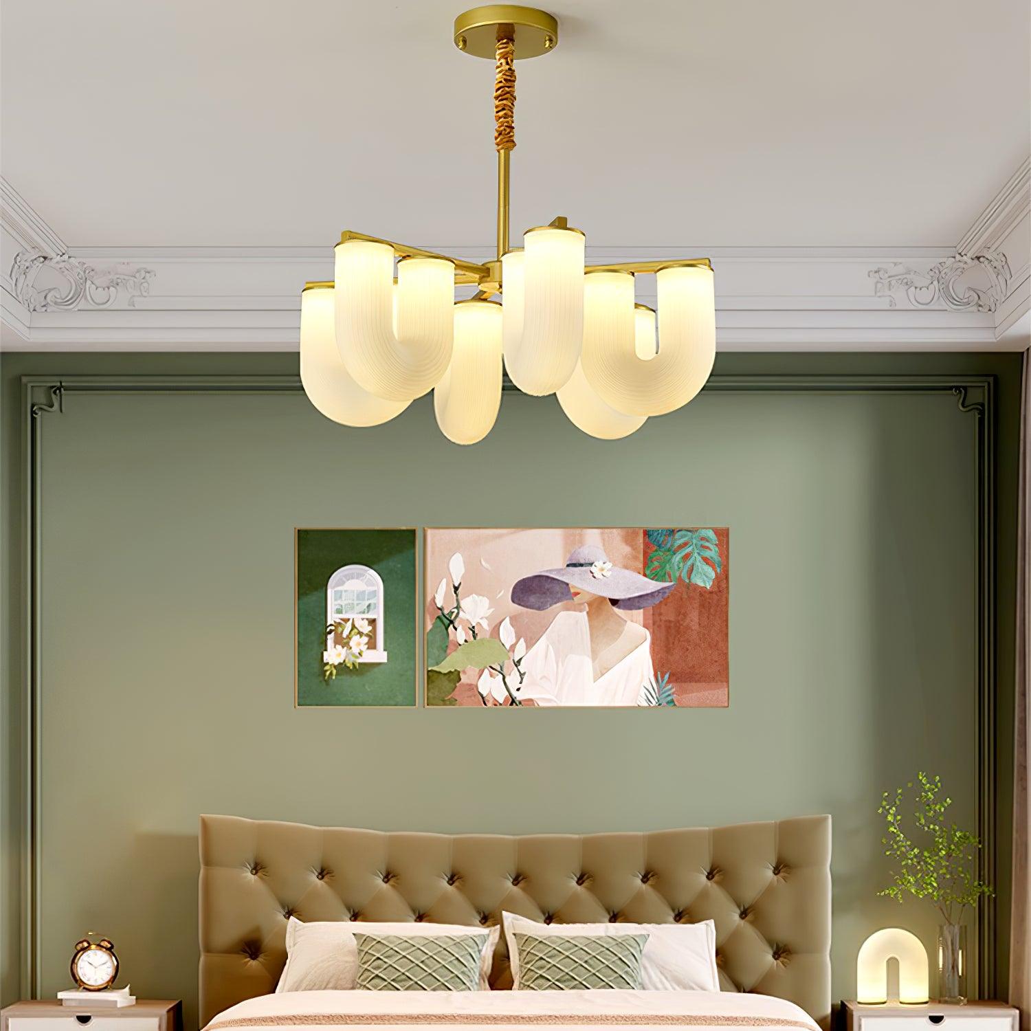 Agatha Chandelier U Shaped Glass Brass Modern