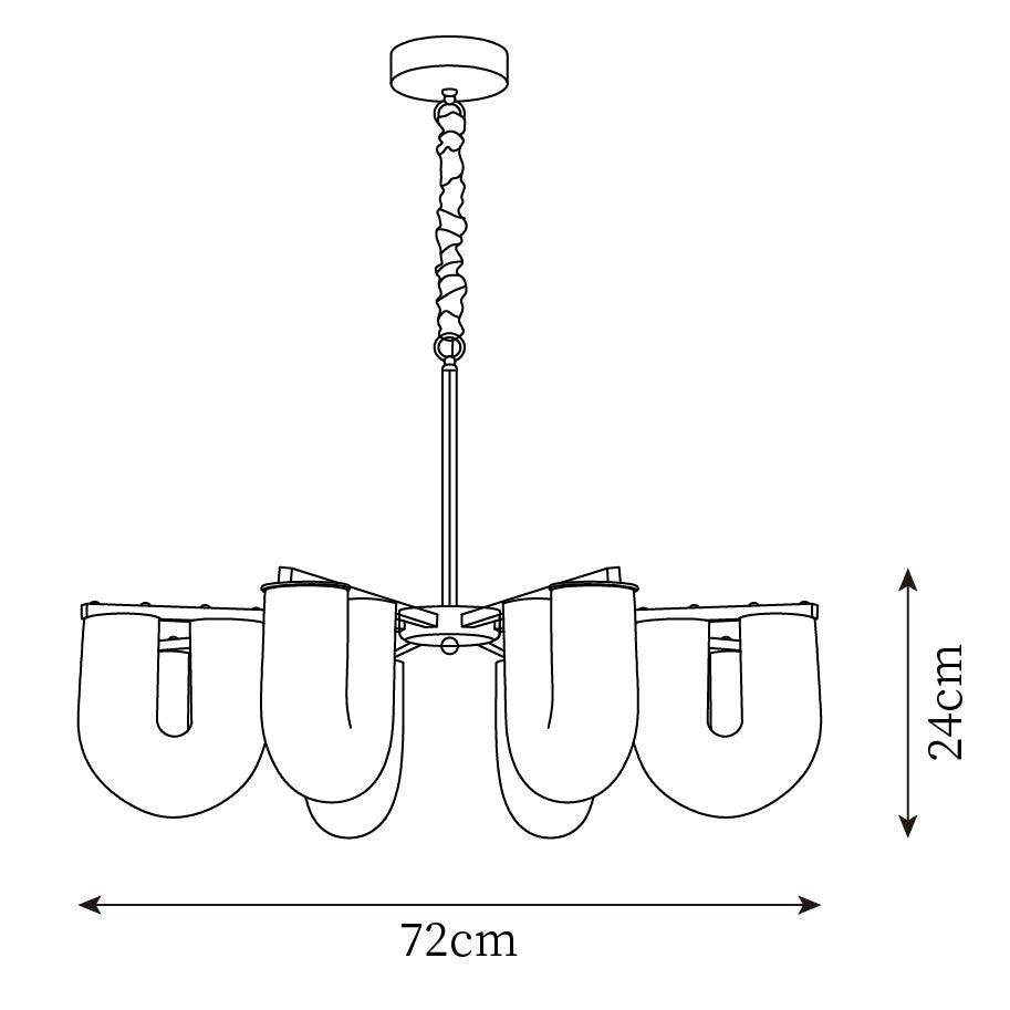 Agatha Chandelier U Shaped Glass Brass Modern