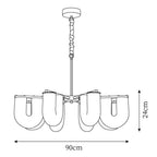 Agatha Chandelier U Shaped Frosted Glass U-Tubes Brass Modern