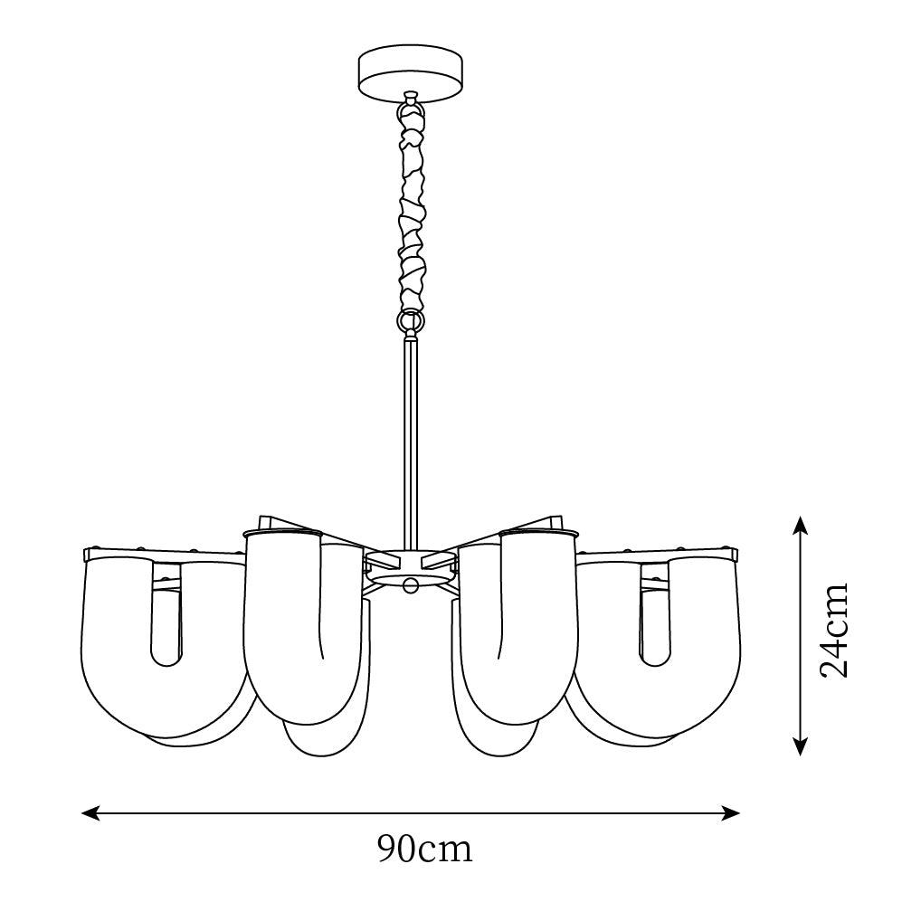 Agatha Chandelier U Shaped Frosted Glass U-Tubes Brass Modern