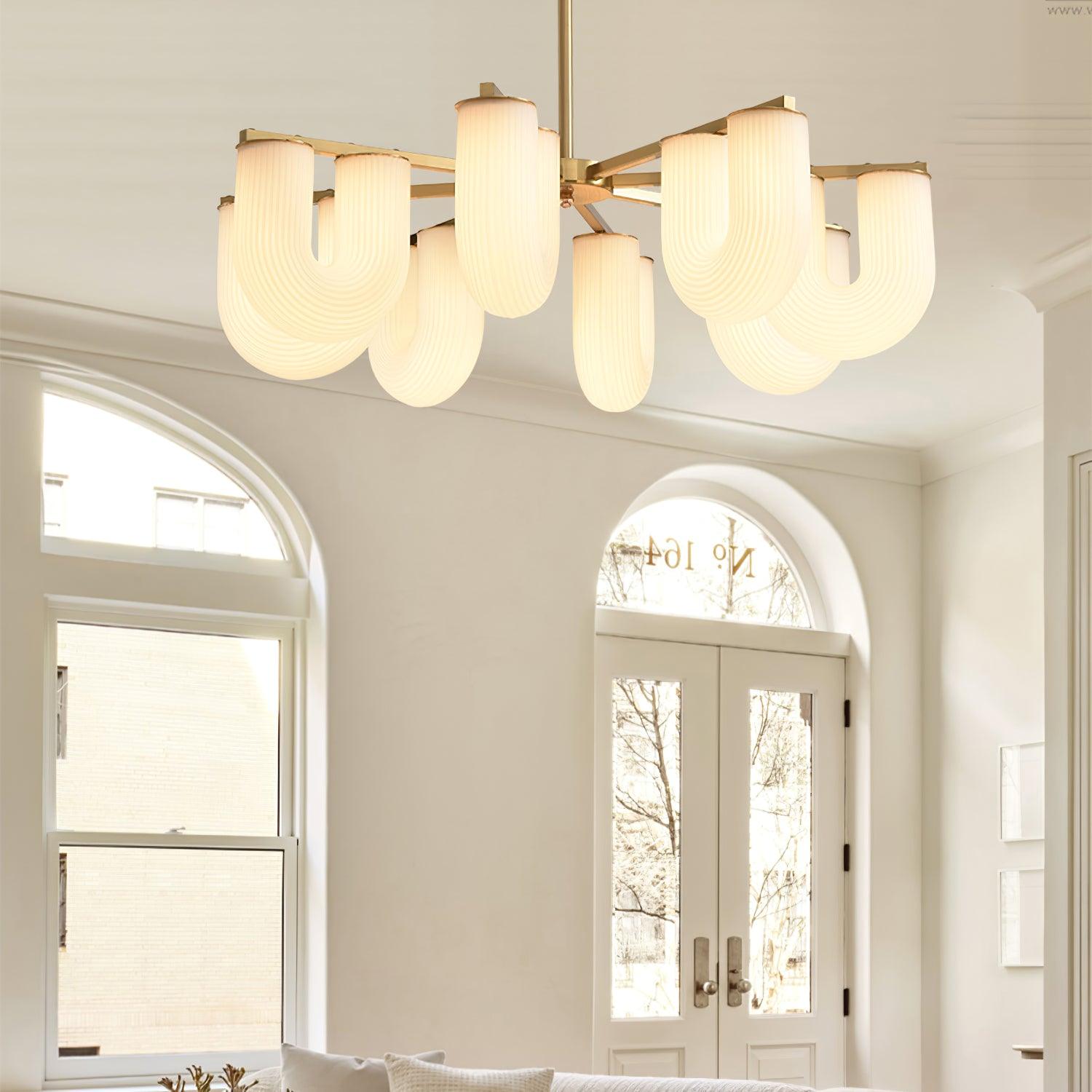 Agatha Chandelier U Shaped Glass Brass Modern