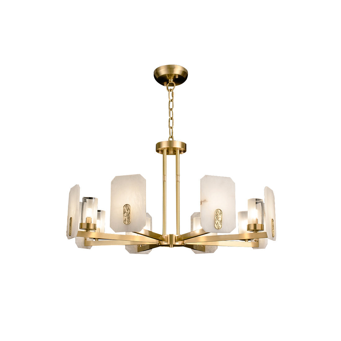 Aursorion Postmodern Luxury Brass Alabaster Chandelier