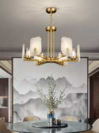 Aursorion Postmodern Luxury Brass Alabaster Chandelier