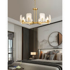 Aursorion Postmodern Luxury Brass Alabaster Chandelier