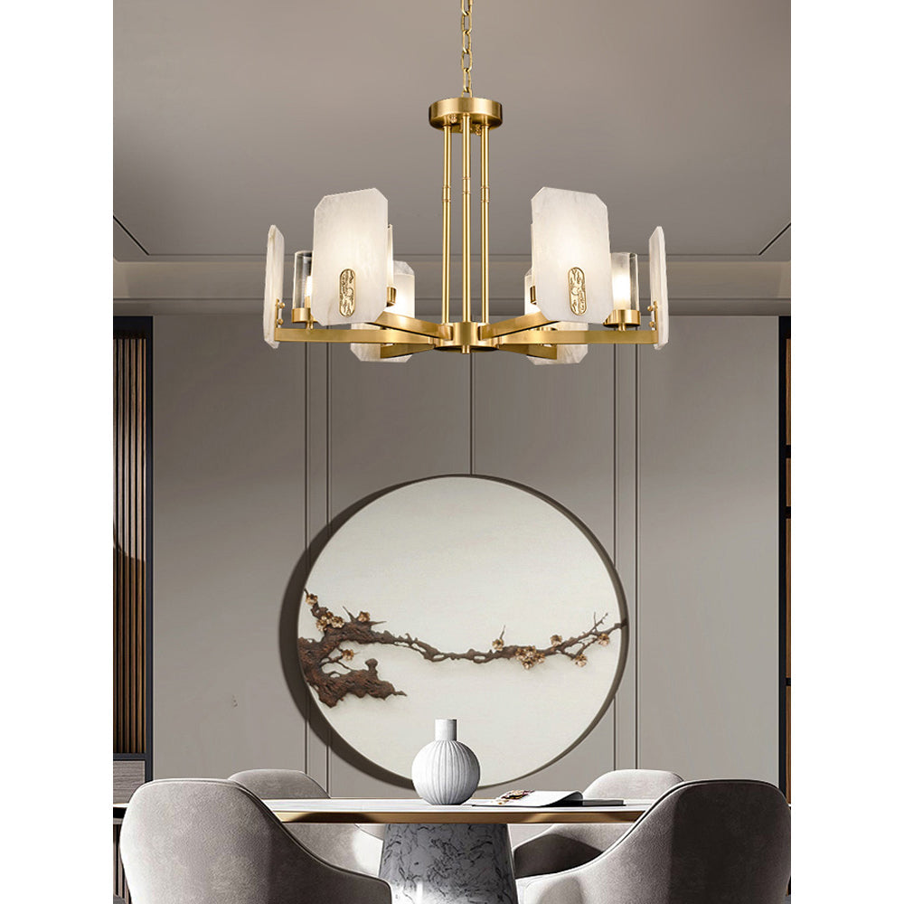 Aursorion Postmodern Luxury Brass Alabaster Chandelier