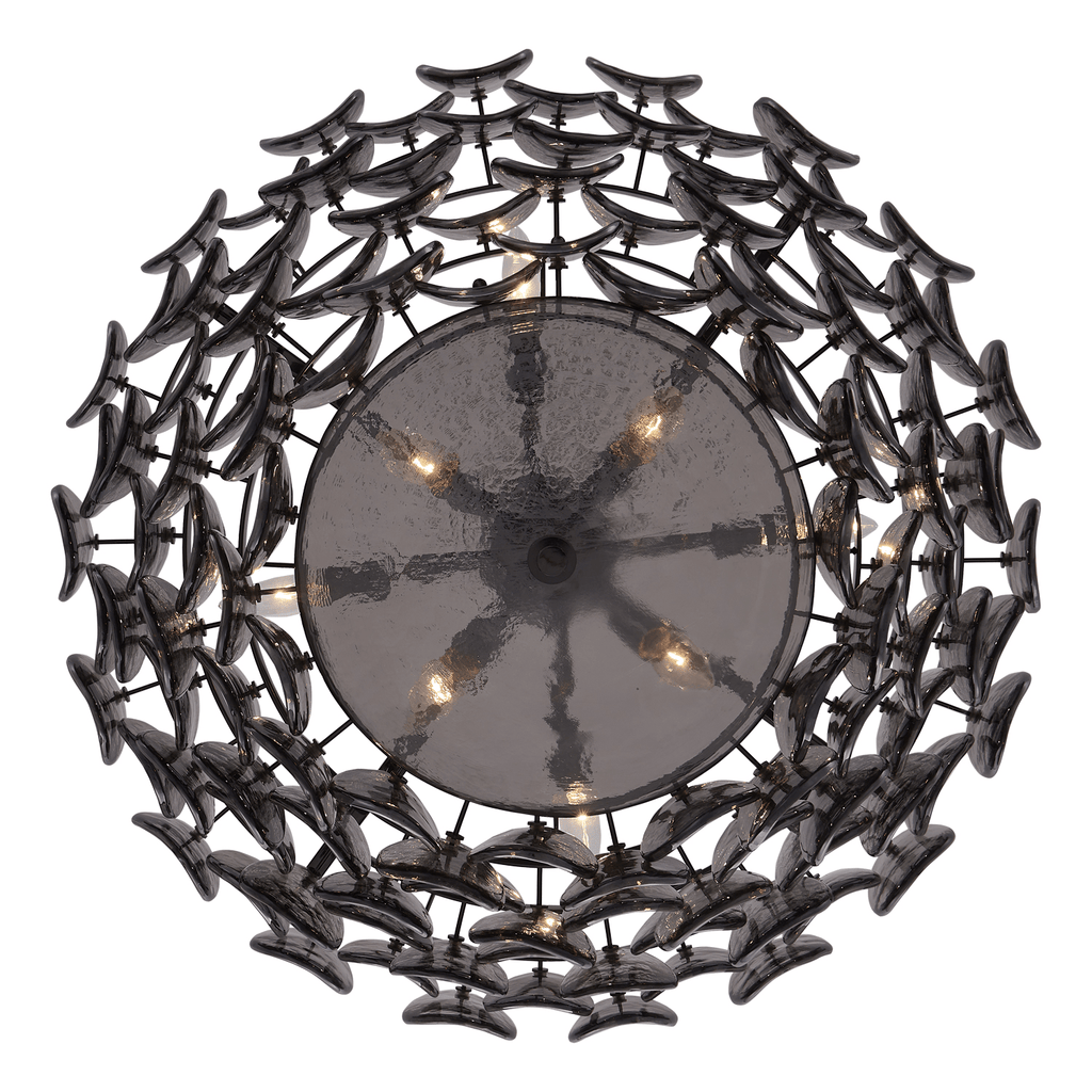 Aurora Chandelier Amber Glass Disc Fish Scale Brass