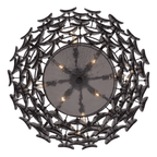 Aurora Chandelier Amber Glass Disc Fish Scale Brass