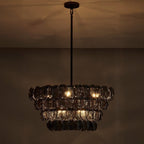 Aurora Chandelier Amber Glass Disc Fish Scale Brass